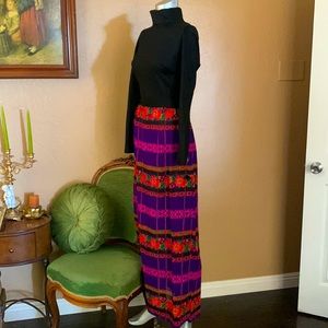 Vintage Boho 1960’s Neon Maxi Dress By Saba California .  Sz S